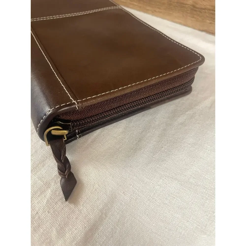 Rogue Wallet Brown Leather RFID Shielded Zip Travel Organizer Wallet Clutch